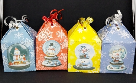 Christmas Snowglobe Gift Boxes/Tree Bauble Gift Boxes x 4  by Diane  Vermeer