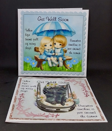 Get Well Soon Bumper Kit 85 - 9 page bumper kit - card fronts, decoupage, inserts, made by boxes, images for back of card, preview by Diane  Vermeer