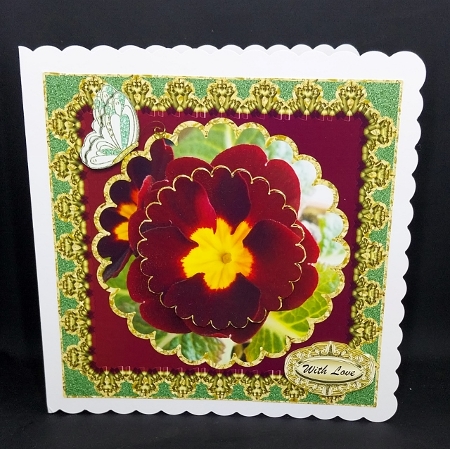Floral Card Front with Scalloped Layers and Butterfly by Diane  Vermeer