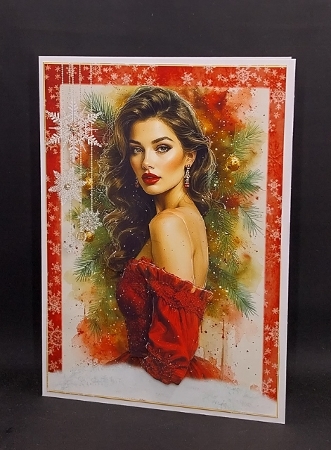 Festive Christmas Lady A5 Card Front, Tag & Decoupage by Diane  Vermeer