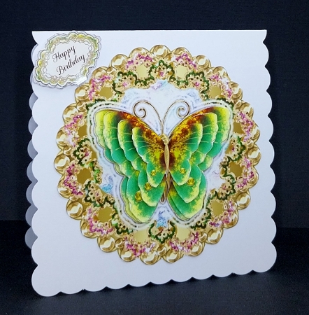 Beautiful Butterfly with Best Wishes Scalloped Fancy Topper by Diane  Vermeer
