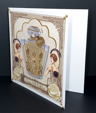 Cream Art Deco Perfume 60th Birthday 7in Decoupage Topper by Diane  Vermeer