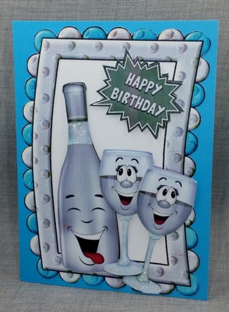 Silver Toony Wine & Glasses in Funky Foam Frame by Diane  Vermeer