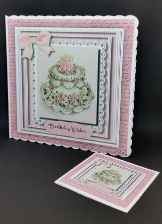 Beautiful Birthday cake on a Script Mat  by Diane  Vermeer