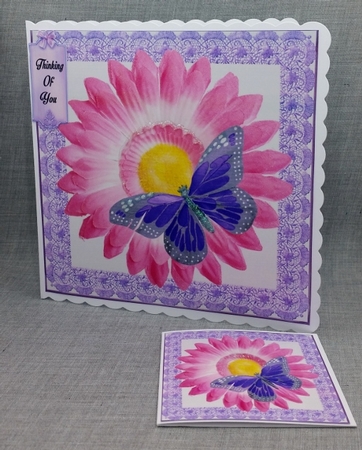 Pink & purple Thinking Of You Card Front by Diane  Vermeer