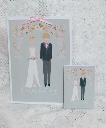 5x7 Illustrated Blonde Haired Couple Congratulations on Wedding 2 by Diane  Vermeer