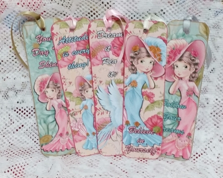 5 Beautiful Lady Bookmarks with Sayings by Diane  Vermeer