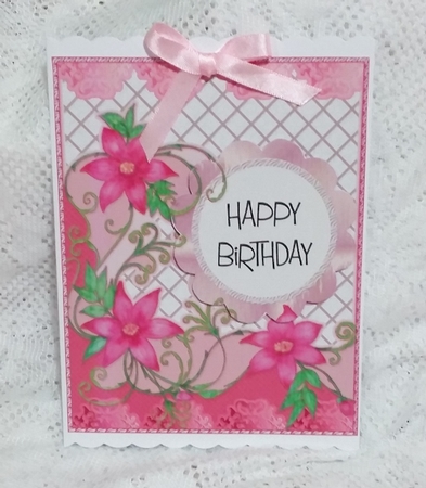 3 pink flowers card front by Diane  Vermeer