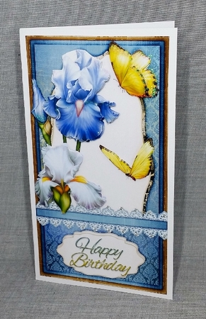 Iris and Butterflies blue 961 by Diane  Vermeer