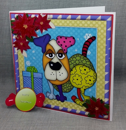 Raggy Xmas Dog Card Front 6 by Diane  Vermeer
