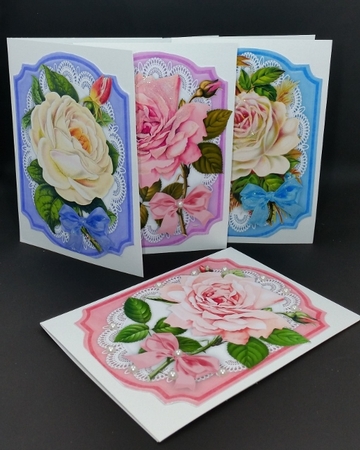 4 Beautiful Roses Toppers on Lace  by Diane  Vermeer