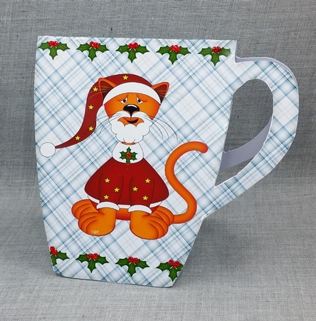 Christmas Mug Card 6 - Santa Cat by Diane  Vermeer
