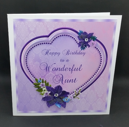 Aunt Birthday card with heart & flowers by Diane  Vermeer