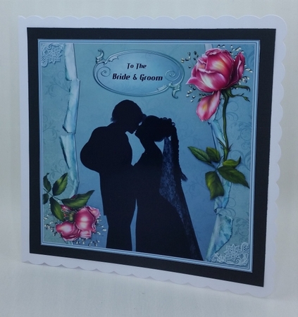 Wedding Rose Silhouette Couple Card Front  by Diane  Vermeer