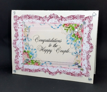 Pretty wedding card with flowers and champagne pyramids by Diane  Vermeer