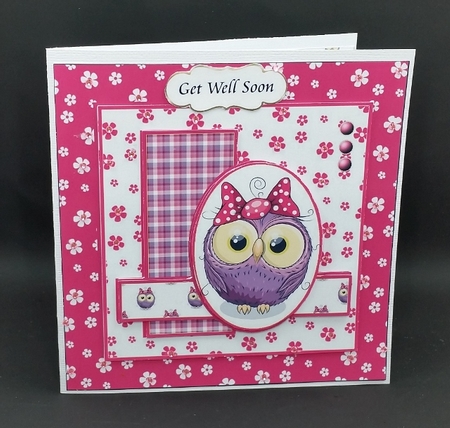 Square Oval Sketch Card - Owl With Bow by Diane  Vermeer
