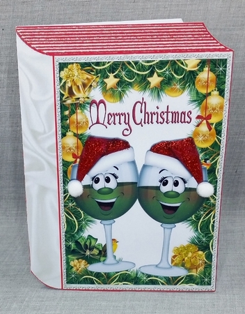 Lovely folded book of toony christmas glasses in santa hats with holly by Diane  Vermeer