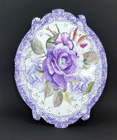 pretty purple painted roses on lace ornate frame by Diane  Vermeer