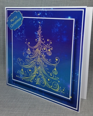 Gold Swirl Christmas Tree 8x8 by Diane  Vermeer