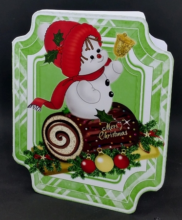 Christmas log with holly and cute snowman folded card by Diane  Vermeer
