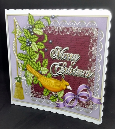 Beautiful Golden Cardinal and Holly  by Diane  Vermeer
