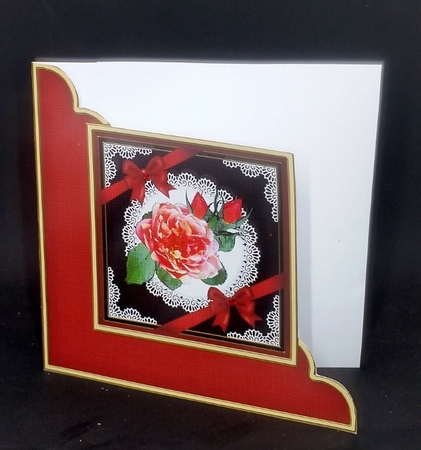 Rose and Lace Cut and Fold Corner Card  by Diane  Vermeer