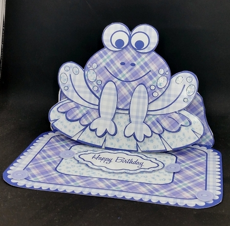 Frog Easel  Blue Patchwork by Diane  Vermeer