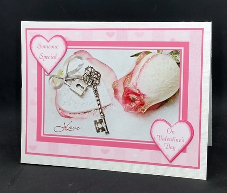 Valentines day card topper, the key to my heart. With female sentiments by Diane  Vermeer
