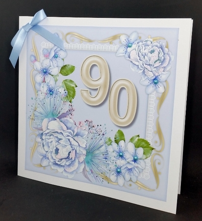 Happy 90th Birthday Blue by Diane  Vermeer