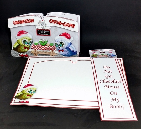 Christmas Owls Cafe, Shaped Cut And Fold Card Kit With Decoupage, Insert, Envelope & Bookmark by Diane  Vermeer