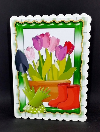 Its a lovely day for gardening with pretty tulips A5 by Diane  Vermeer