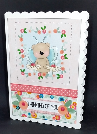 Butterfly Bear Floral Frame Card 1 by Diane  Vermeer