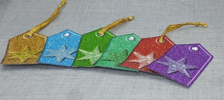 JJ CHRISTMAS GLITTER TAGS WITH STAR EMBELLISHMENT by Diane  Vermeer