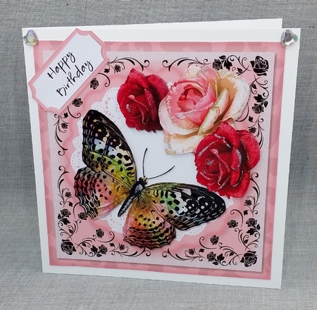 Soft Butterfly and Roses by Diane  Vermeer