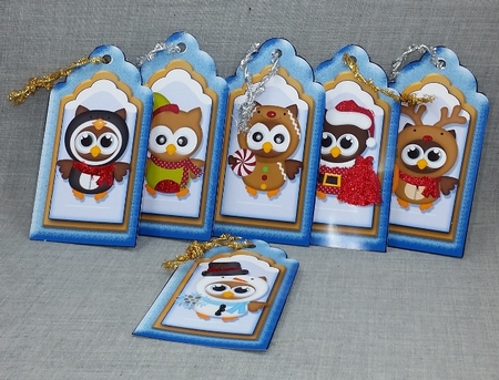 Christmas Tags 6 Owls Sheet  3 by Diane  Vermeer