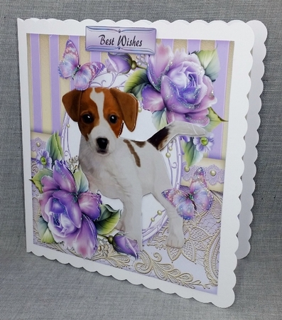 Cute Jack Russel With Purple Roses 8x8 Mini Kit by Diane  Vermeer