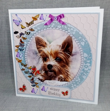 YORKIE WATCHING BUTTERFLIES MUM NAN SISTER BIRTHDAY  by Diane  Vermeer