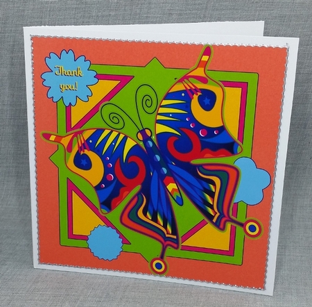 Bright Fluttering Butterfly Thank You Card Quick Card Topper by Diane  Vermeer