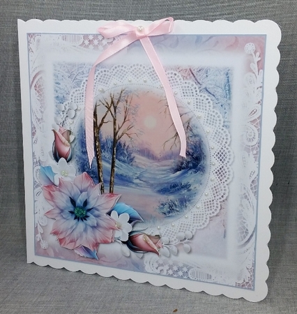 Pink and Blue Pastel Winter Scene 1 by Diane  Vermeer