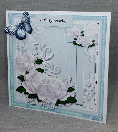 White roses In lace Frame Sympathy by Diane  Vermeer