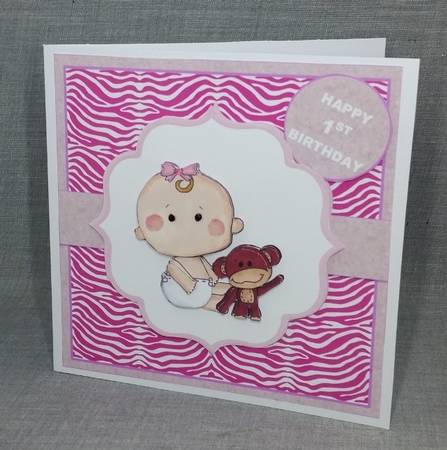 CUTIE BABY WITH MONKEY 1ST  BIRTHDAY TOPPER by Diane  Vermeer