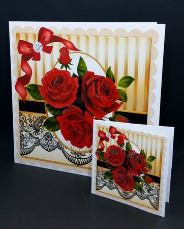 pretty red roses with lace and sparkle bow 8x8 by Diane  Vermeer