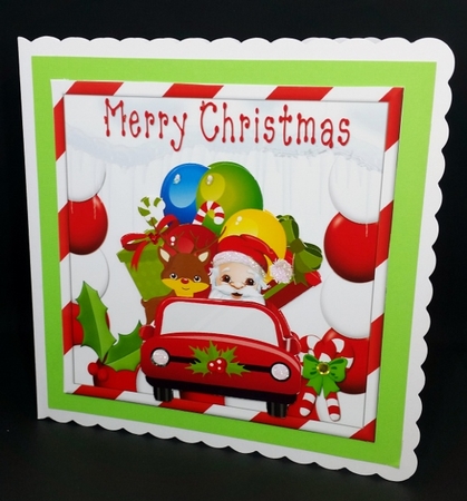lets get these presents delivered santa & friends in a car by Diane  Vermeer