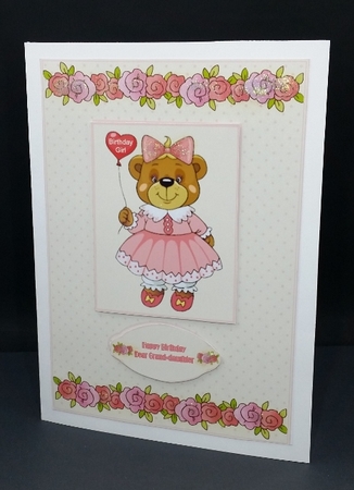 Peach and cream sweet little teddy birthday card front. by Diane  Vermeer