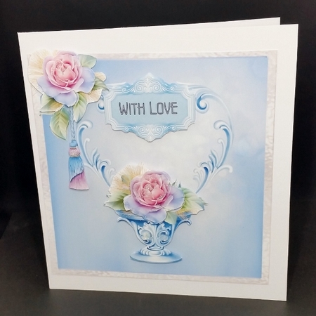 Roses - 6 x 6 inch square card front with decoupage. by Diane  Vermeer