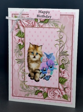 Pretty Cat and Pansies by Diane  Vermeer