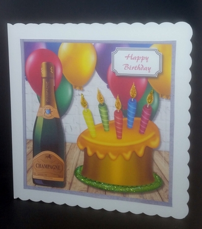 Colourful cake, balloons and champagne birthday by Diane  Vermeer