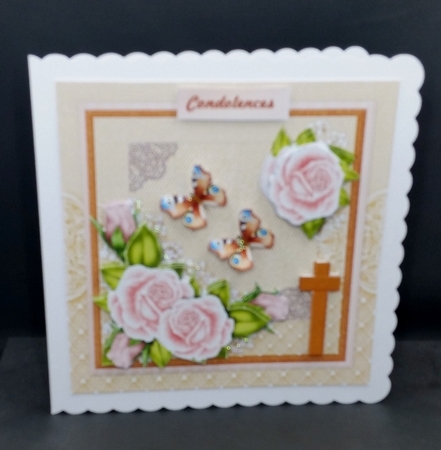 Sympathy  pink roses & butterflies by Diane  Vermeer
