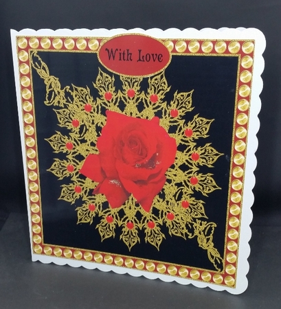 Gothic Square Card Front With Red Rose by Diane  Vermeer