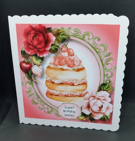 Sweet Birthday Wishes - Strawberry Layer Cake 8x8 by Diane  Vermeer